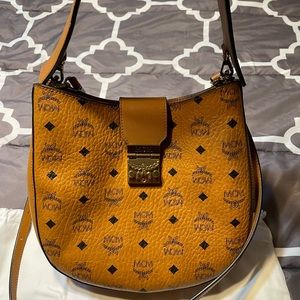 MCM Visetos Patricia Crossbody Shoulder Bag Cognac